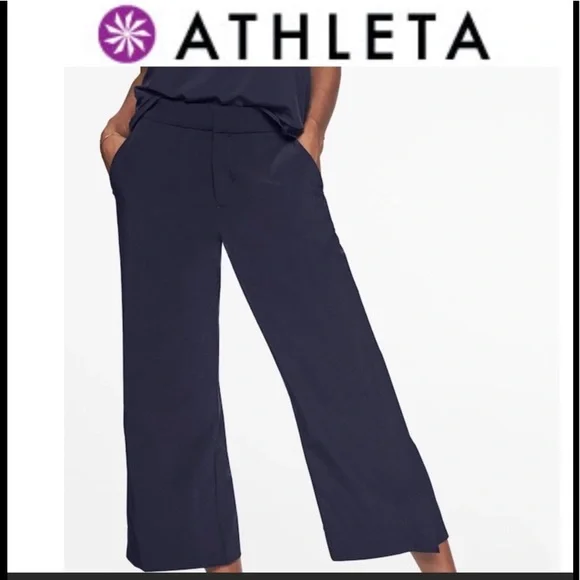Athleta Navy Blue Tribeca Size 4 Rare Mid Rise Semi-Fitted Crop Pants - Picture 4 of 9